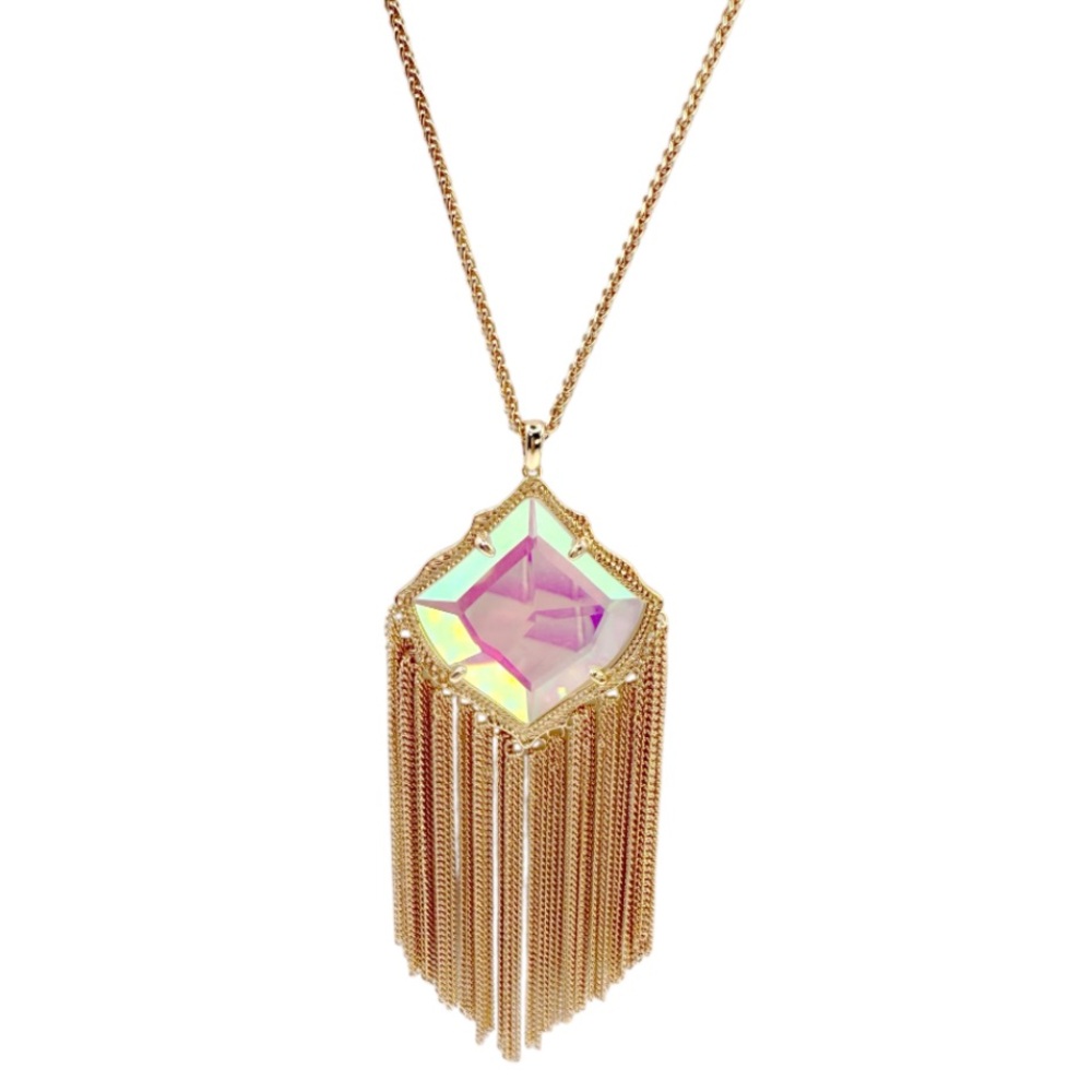 Kendra Scott Dichroic Glass Rose Gold Kingston Necklace